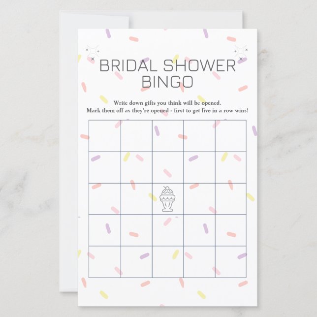 Retro Crème de glace Sundae Fête des mariées Bingo (Devant)