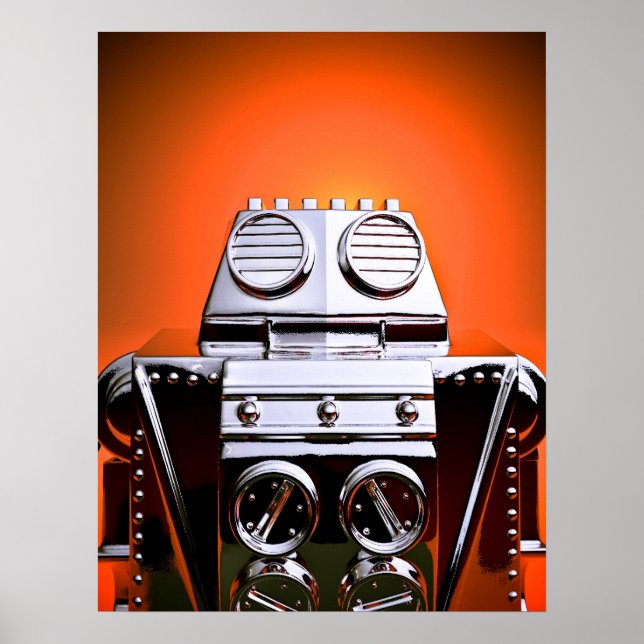 Retro Cropped Toy Robot 04 Poster (Devant)