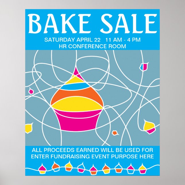 rétro CUPCAKE formes bake sale poster (Devant)