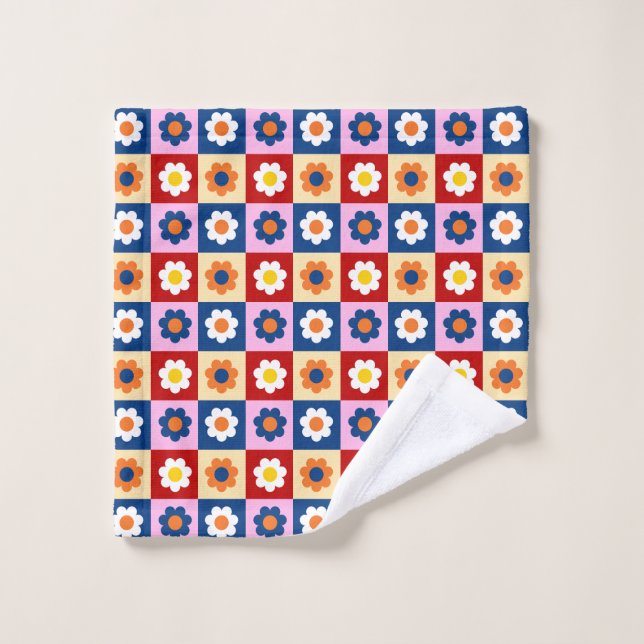 Retro Cute colorful Flowers Pattern  (Gant de toilette)