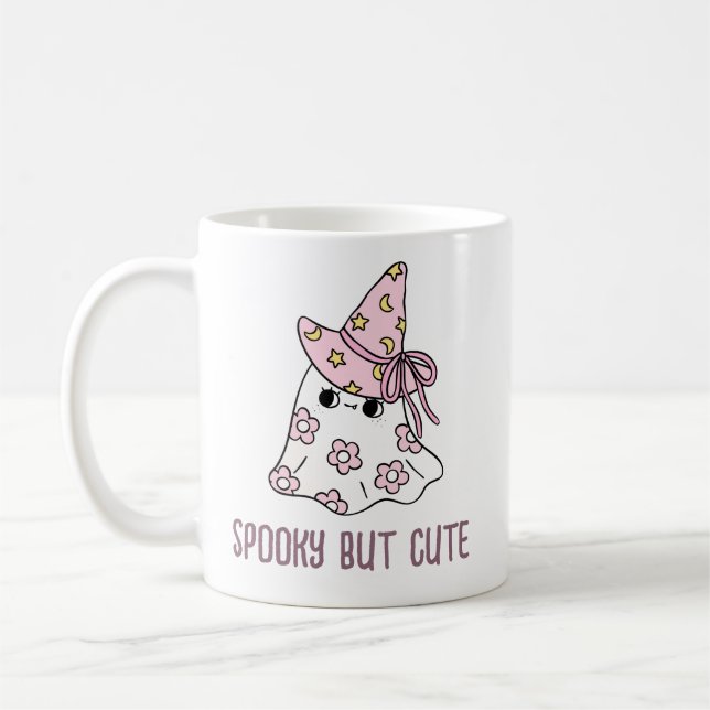 Retro Cute Girl Halloween Ghost Mug (Gauche)
