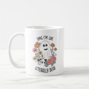 Retro Cute Halloween Ghost "I'm Dead" Pun Mug