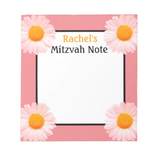 Retro Daisies Pink Girl's Mitzvah Notes Bloc-notes