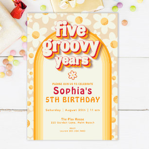 Retro Daisy 5e Anniversaire Fête Invitation