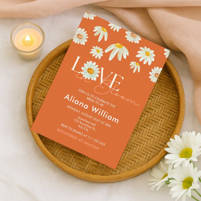 Retro Daisy Burnt Orange Bridal Shower Invitation (Créateur téléchargé)