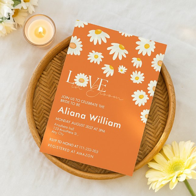 Retro Daisy Burnt Orange Bridal Shower Invitation (Créateur téléchargé)