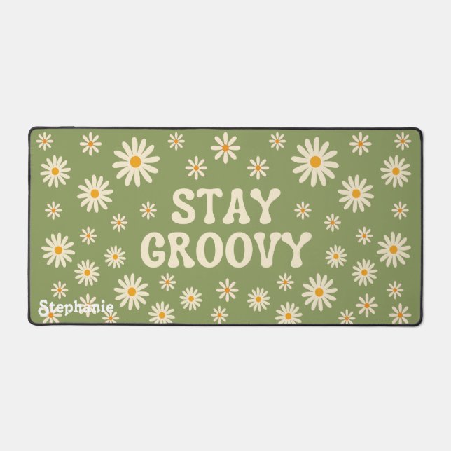 Retro Daisy Restez Super Sage Vert Nom du script (Recto)