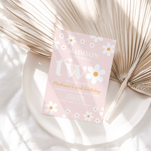 Retro Daisy Two Floral 2e Invitation anniversaire