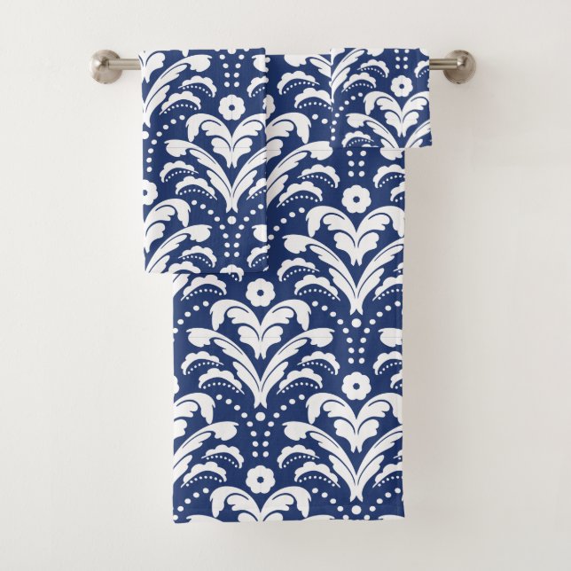 Rétro damassé bleue et blanche élégante d'art déco (En situation)
