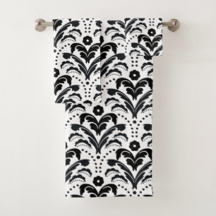 Rétro damassé noire et blanche élégante d'art 