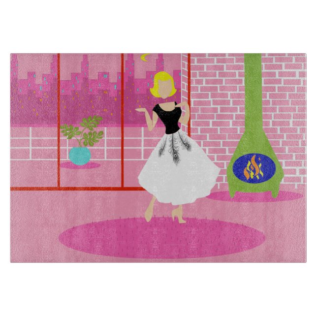 Retro dans la planche à découper rose (Devant)