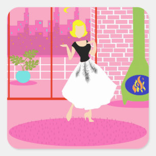 Retro Dans les Stickers Roses