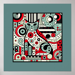Retro Déco Art Chat Imprimer - Feline Whimsical