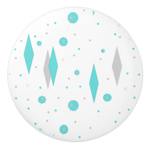 Rétro diamant de turquoise et bouton en céramique