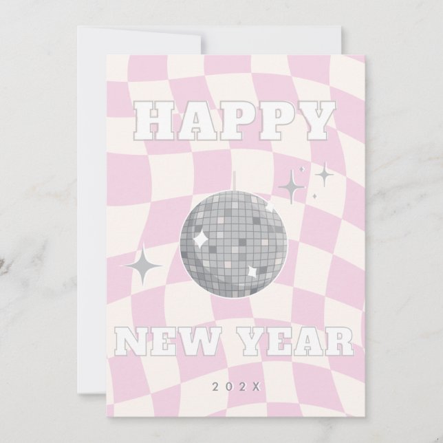 RETRO DISCO HAPPY NEW YEAR | Carte de famille phot (Devant)