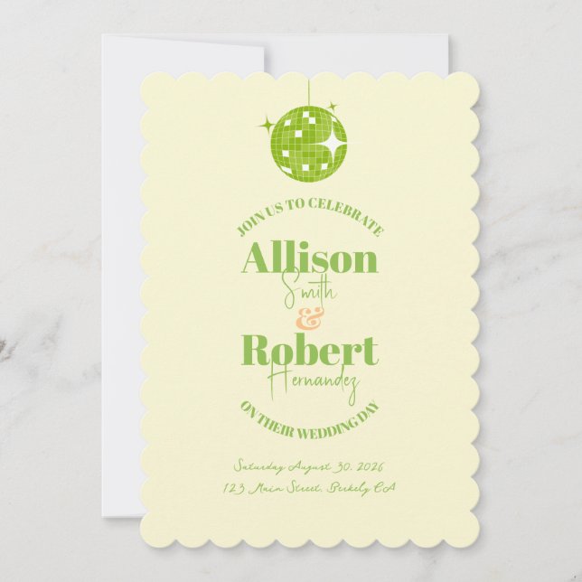 Retro Disco Wedding Invitation (Devant)