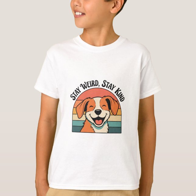 Retro Dog Positive Kids Graphic T-Shirt (Devant)
