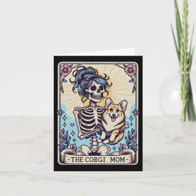 Rétro drôle La carte de tarot de maman Corgi squel (Devant)