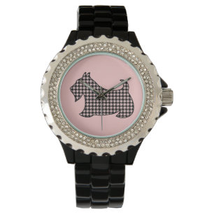Retro écossaise Terrier féminin Montre rose cadeau