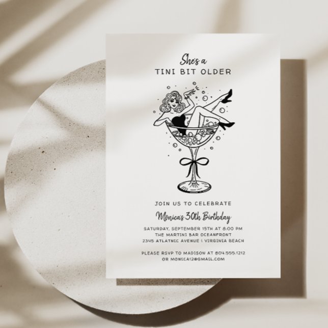Rétro Elle a un peu vieilli Invitation d'anniversa (A Tini Bit Older Retro Birthday Party Invitation)