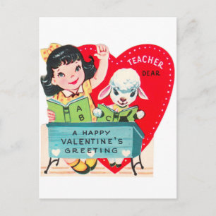 Retro Enseignant Vintage Valentine Carte postale