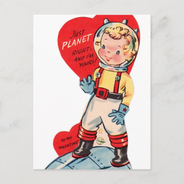 Retro espace Vintage fun valentine carte postale (Devant)
