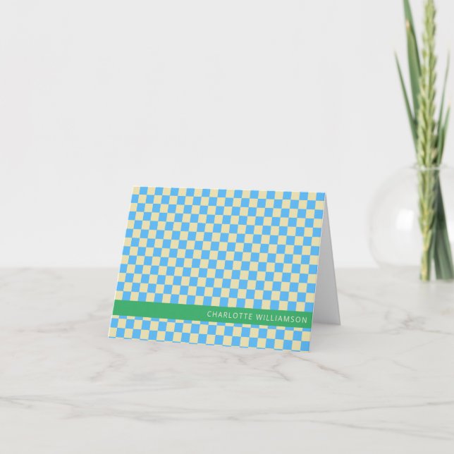 Retro esthétique Checkerboard bleu Personnalisé (Devant)