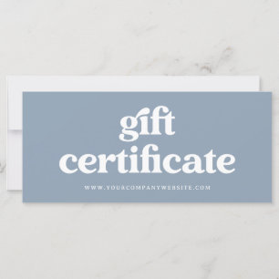 Retro et Boho Dusty Blue Certificat cadeau