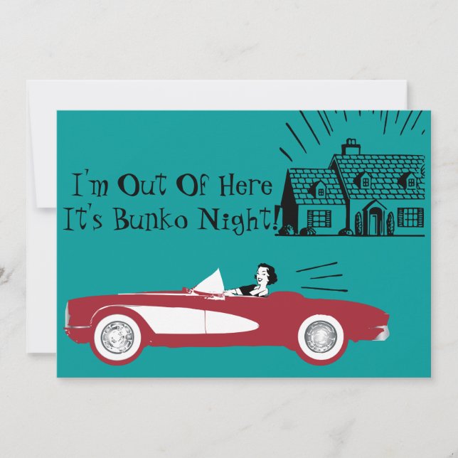 Retro et Vintage Bunko Red Convertible Invitation (Devant)