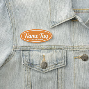 Rétro étiquette nommée classique ovale orange