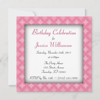 Retro Fab Carré rose Anniversaire Invitations