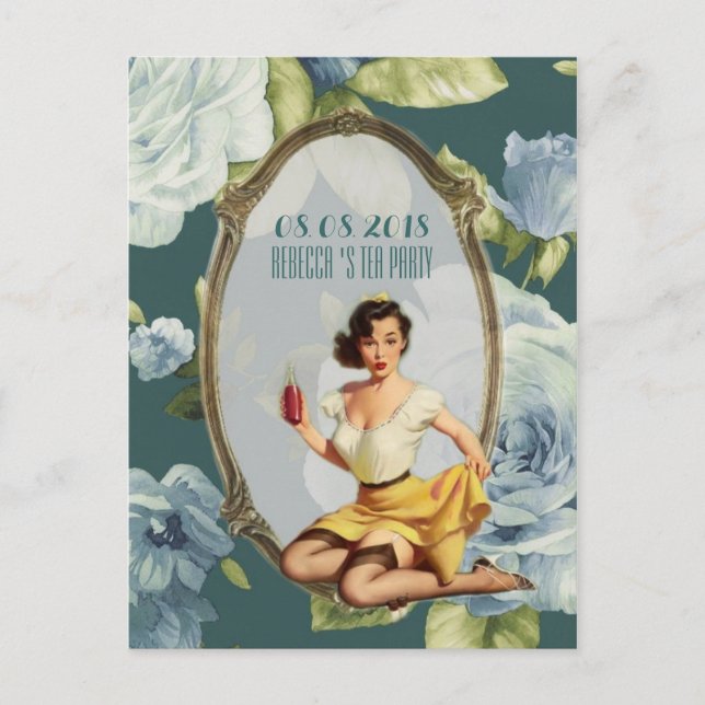 Rétro faire-part de Tea Party pour l'enterrement d (Devant)