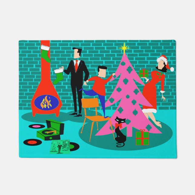 Rétro famille équilibrant le tapis de porte (Devant)