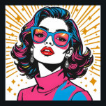 Retro Fashion Pop Art - Poster inspiré des années<br><div class="desc">Lancez votre espace avec l'attitude électrique et le glamour rebelle de la nouvelle scène des vagues des années 1980. Cette pièce pop art vibrante capture une icône de style véritable dans son élément, en croisant votre regard avec une confiance sans apologétique. Ses cheveux, une cascade éclatante de stries rose néon...</div>