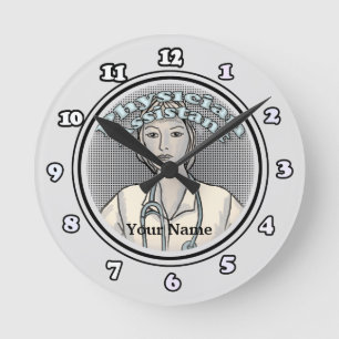 Rétro Femme Médecine Assistant horloge