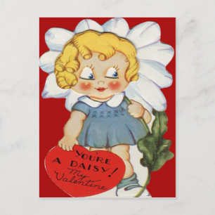 Rétro fille vintage avec la carte de Valentine de