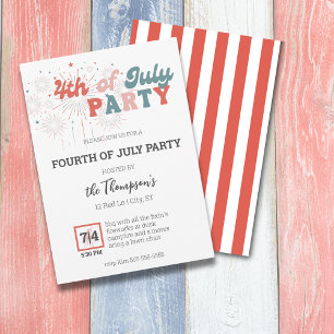 Retro Fireworks 4 juillet Invitation de la fête