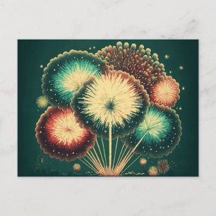 Retro Fireworks sur la carte postale de la ville