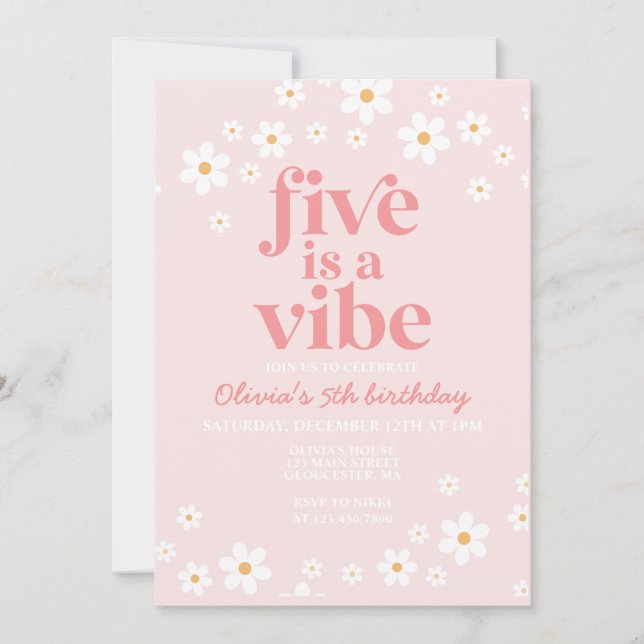 Retro Five est une invitation d'anniversaire de 5  (Devant)