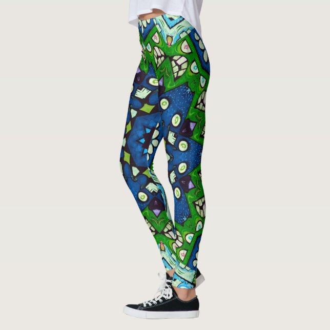 Retro Floral Mandala Mosaic Boho Leggings (Gauche)
