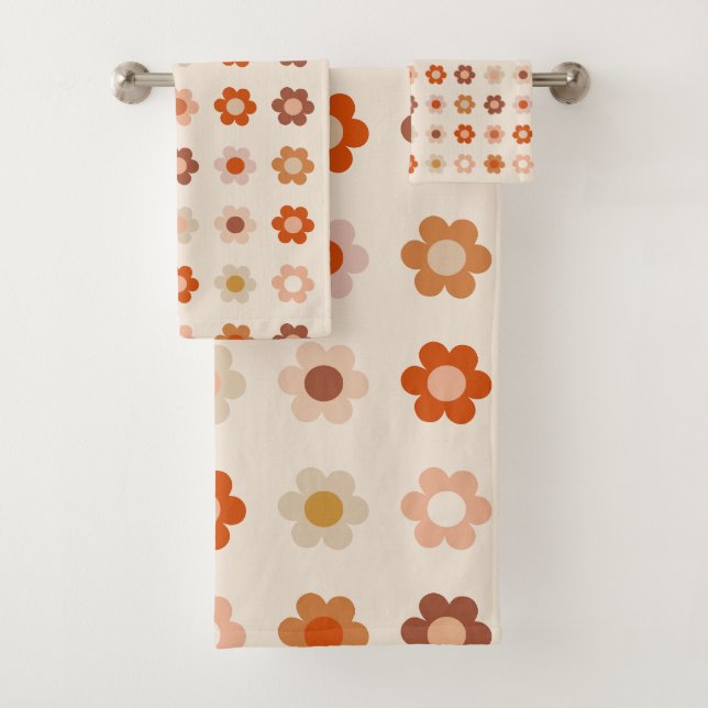 Retro Floral Terracotta Beige (En situation)