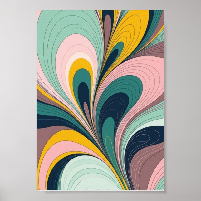 Retro Fluid Abstractionist Wave Poster (Devant)