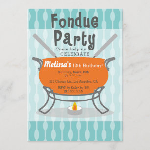 Retro Fondue Party Anniversaire Invitation