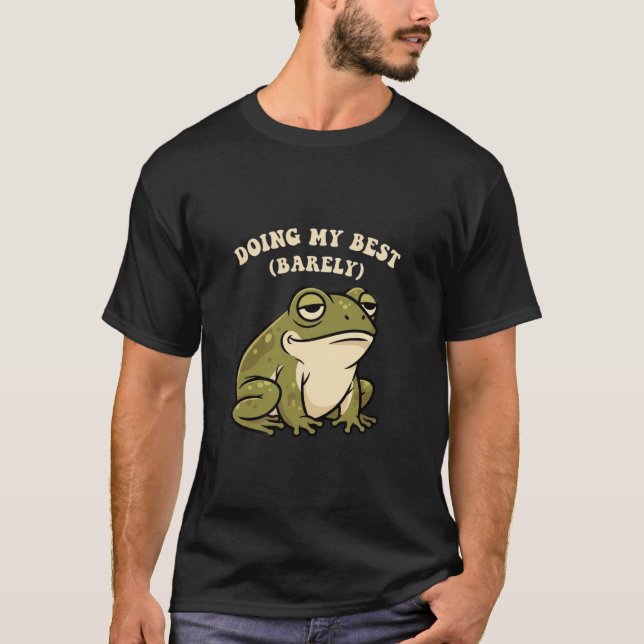 Retro Frog Barely Trying Men’s Graphic T-Shirt (Devant)