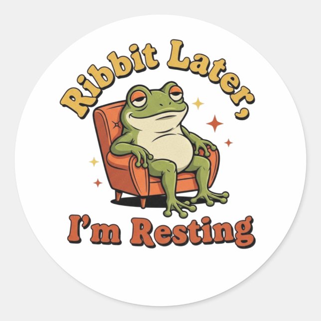 Retro Frog Resting Quote Vinyl Sticker (Devant)