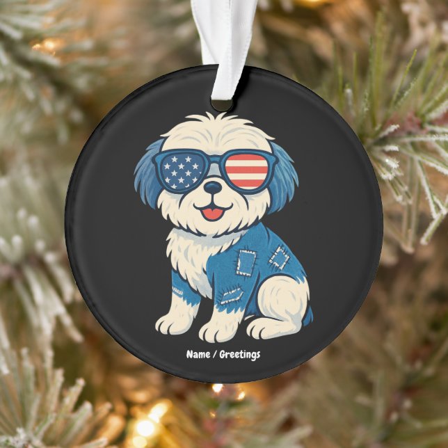 Retro Funny Denim Patch mignonette chien animal de (Arbre)
