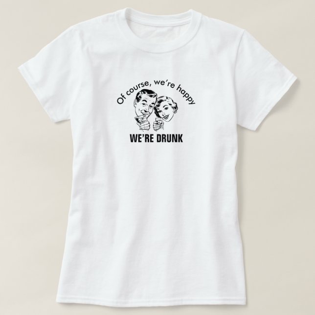 Retro Funny Happy Drunk Couple T-Shirt de base (Design devant)