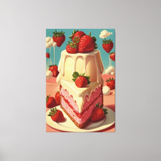 Retro future fraise cake toile Imprimer (Recto)