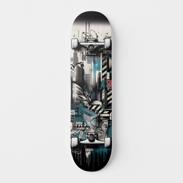 Retro-Futuristic Tech Street Art Skateboard 2 (Recto)