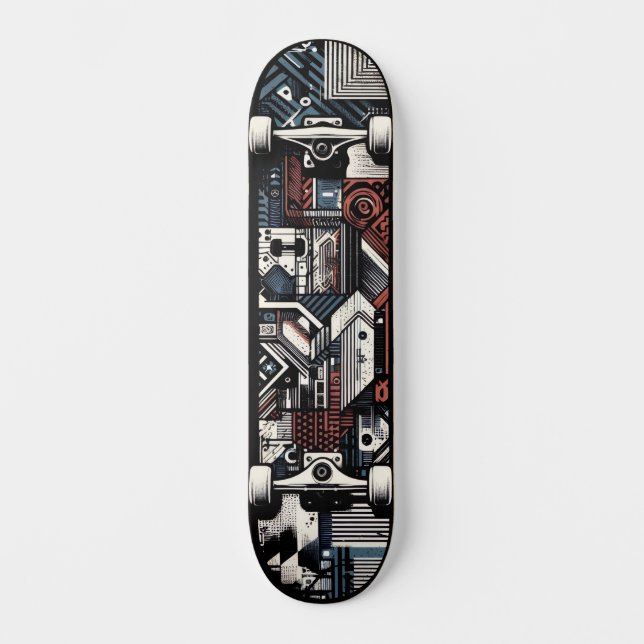 Retro-Futuristic Tech Street Art Skateboard 20 (Recto)